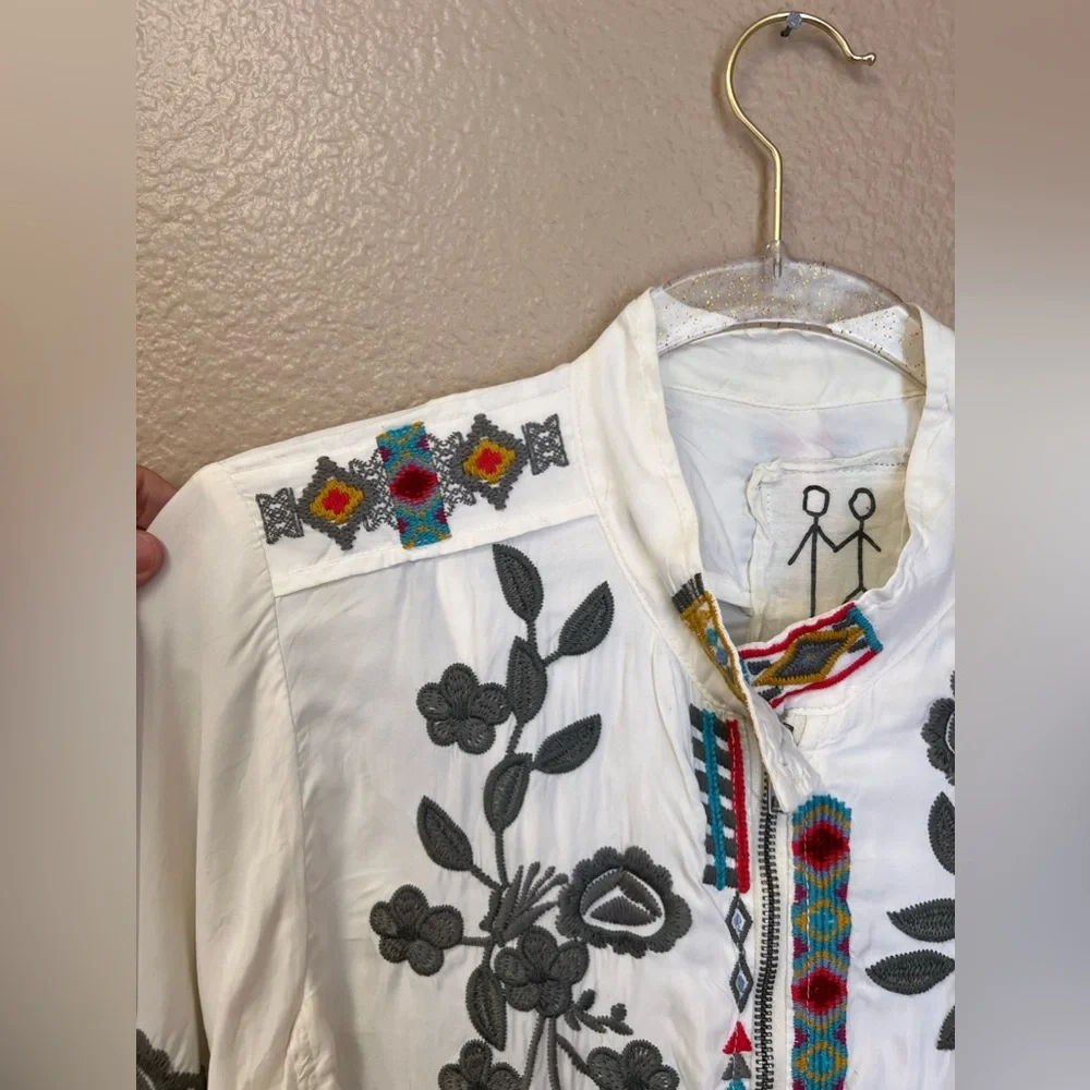 Johnny Was Milton Floral Zip Up Embroidered Lightweight Jacket Size XS - Picture 7 of 15